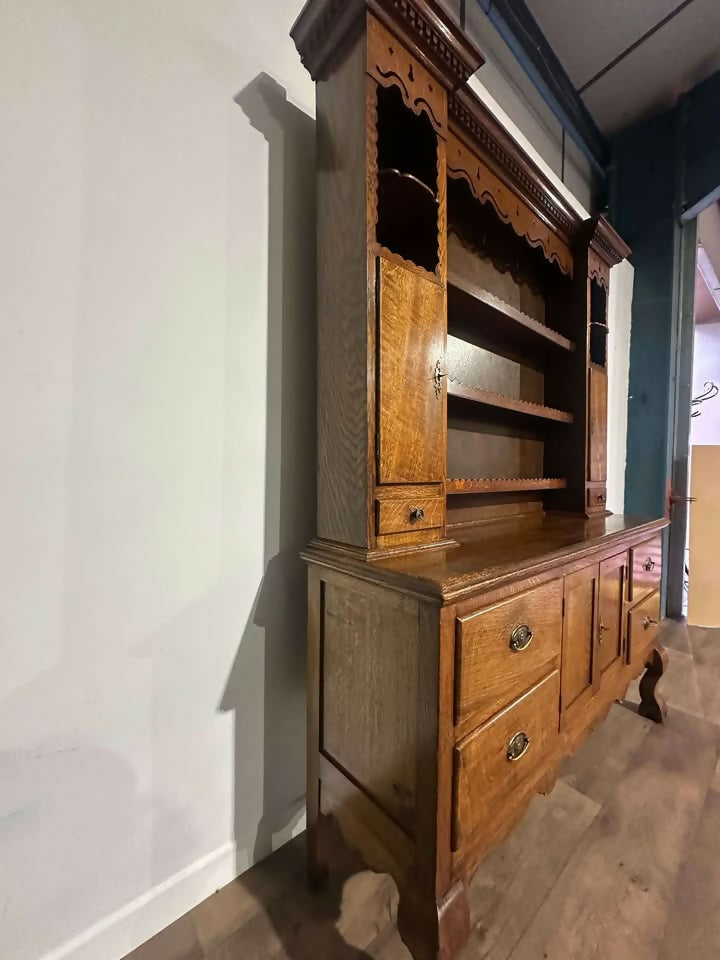 Vintage Oak Dresser With Rack2