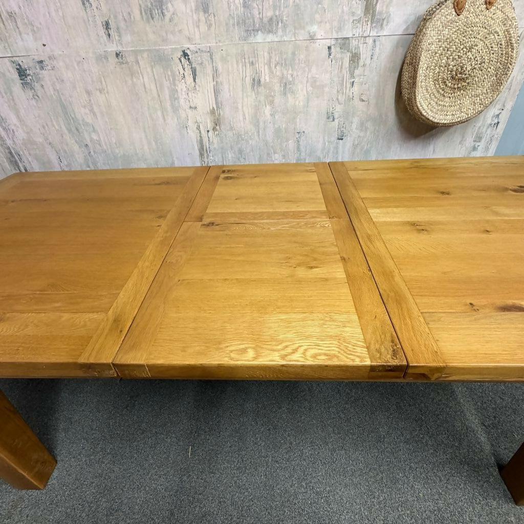 Large Extending Dining Table Oak Furniture Land Chunky Legs 7ft+ Seats 8