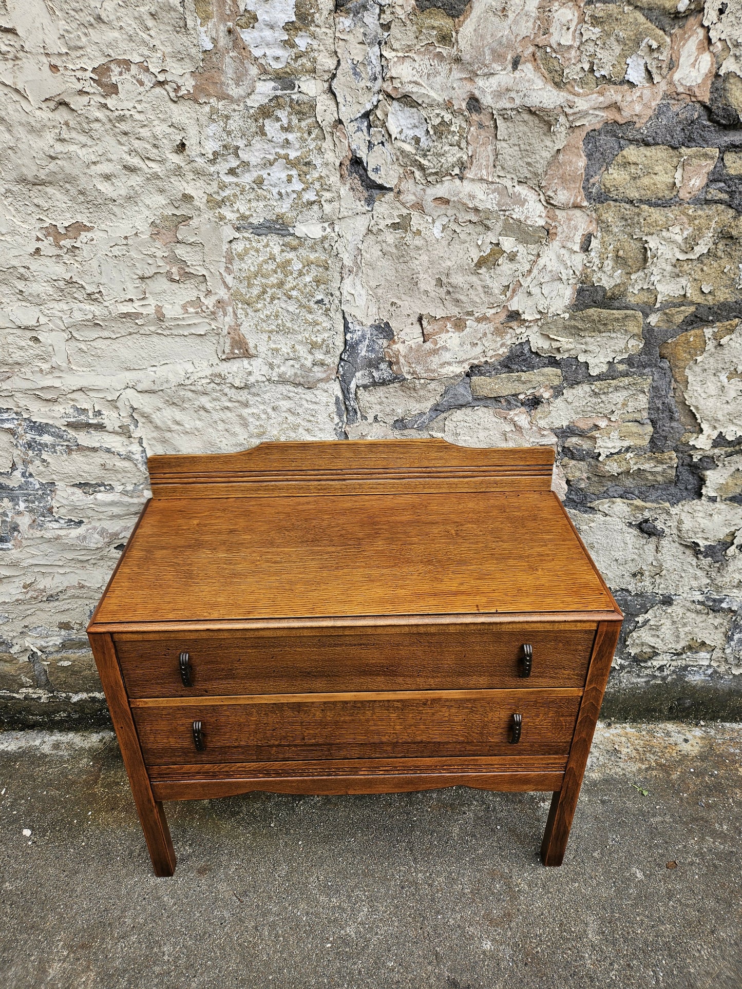 Vintage Chest Of Drawers Oak Two Drawer Cabinet