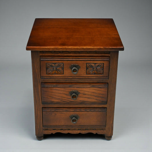 Small Chest Of Drawers Old Charm Bedside 3 Drawers Tudor Brown FREE UK Delivery*. SBR11021/0710E