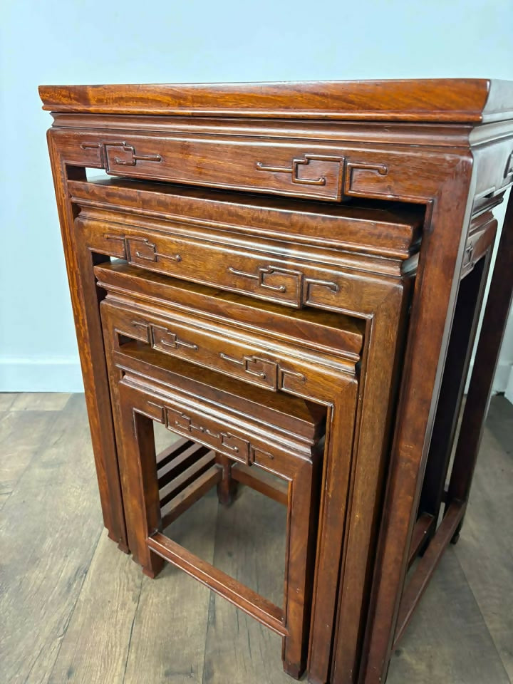 Reproduction Oriental Style Hardwood Nest Of Four Tables