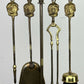 Fireplace Set Vintage French Style Brass 5 Piece Companion Set LOT 6445