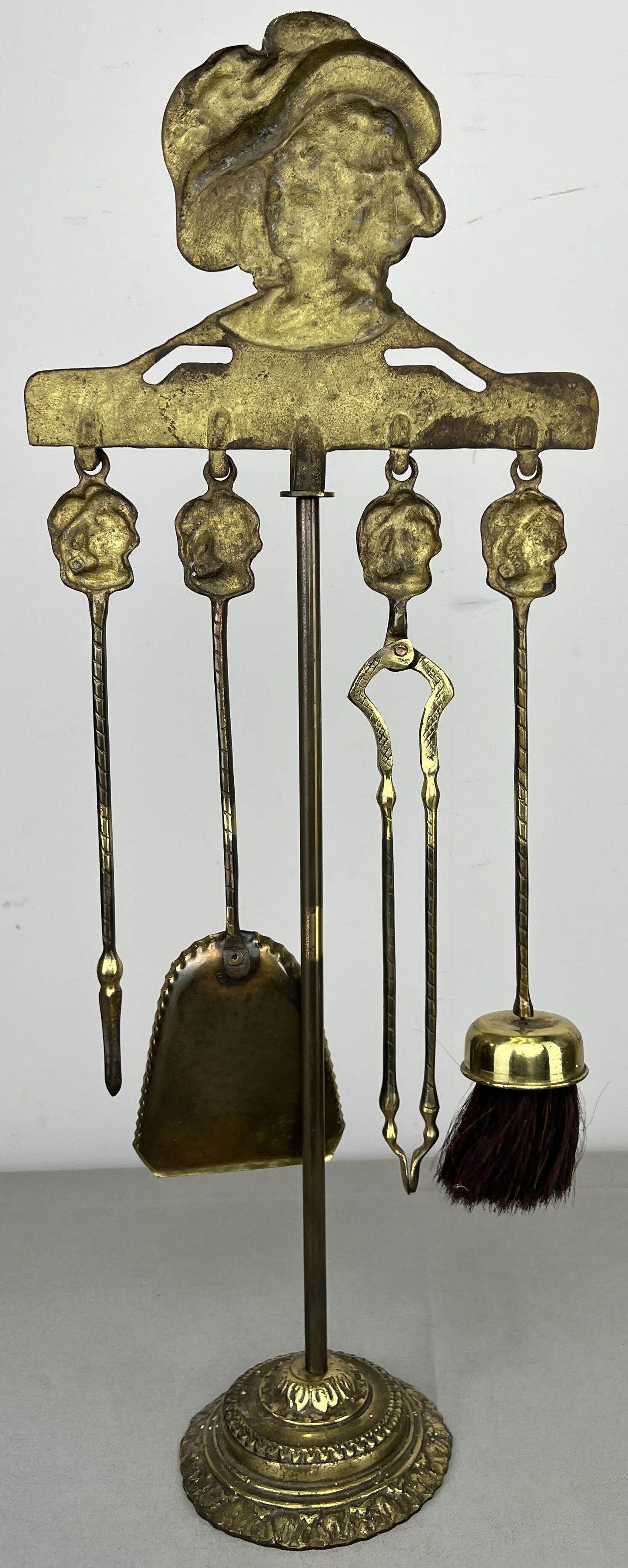 Fireplace Set Vintage French Style Brass 5 Piece Companion Set LOT 6445