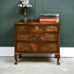 Small Burr Walnut Serpentine Chest of Drawers / Bedside Table - Queen Anne Legs