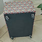 Footstool Pouffe Ottoman on castors Rescued, Restored & Reupholstered in a Modern, Geometric Fabric.