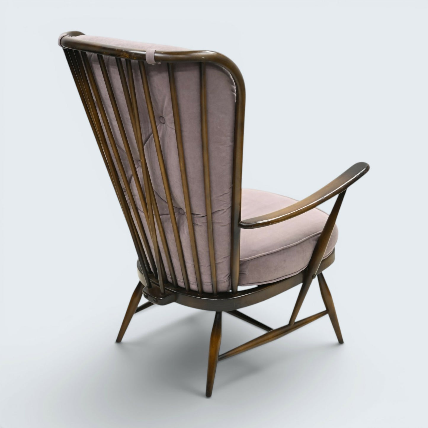 Ercol Windsor Easy Chair Armchair Tall Back Lilac Upholstery FREE UK Delivery