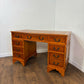Reproduction Yew Twin Pedestal Desk with Leather Top