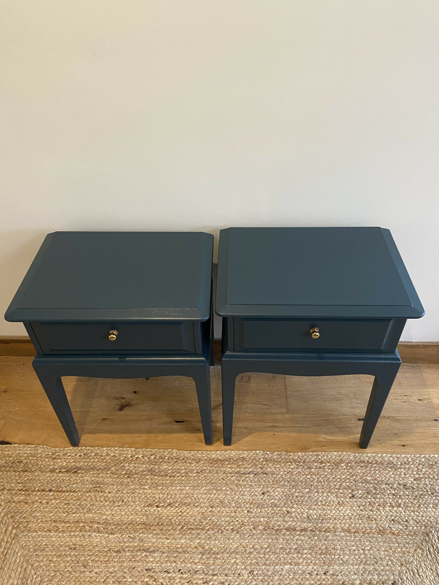 Stag ‘leggy’’ bedside cabinets, pair