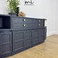 Mid Century Nathan teak modular sideboard set in navy blue, tv stand, media unit, retro corner cupboard, console, cocktail cabinet drinks