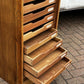 Light Oak Set Of 9 Filing Drawers With Tambour Rolling Front, With Key