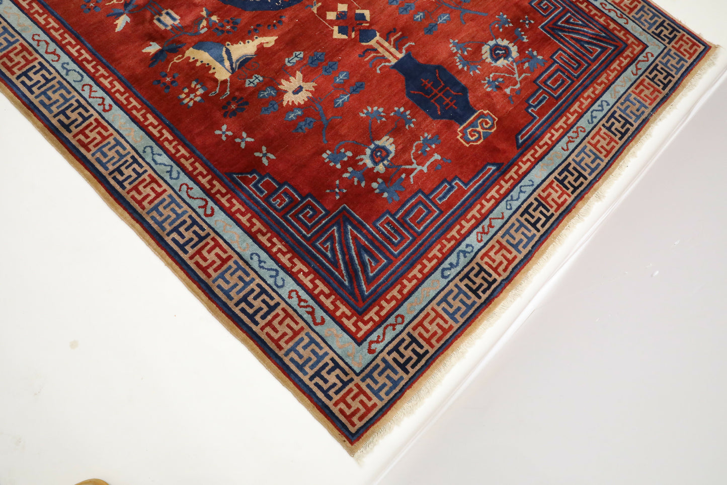 Antique Handmade Chinese Khotan Rug/Carpet Geometric Design FREE UK Delivery. SBR7123/2704B