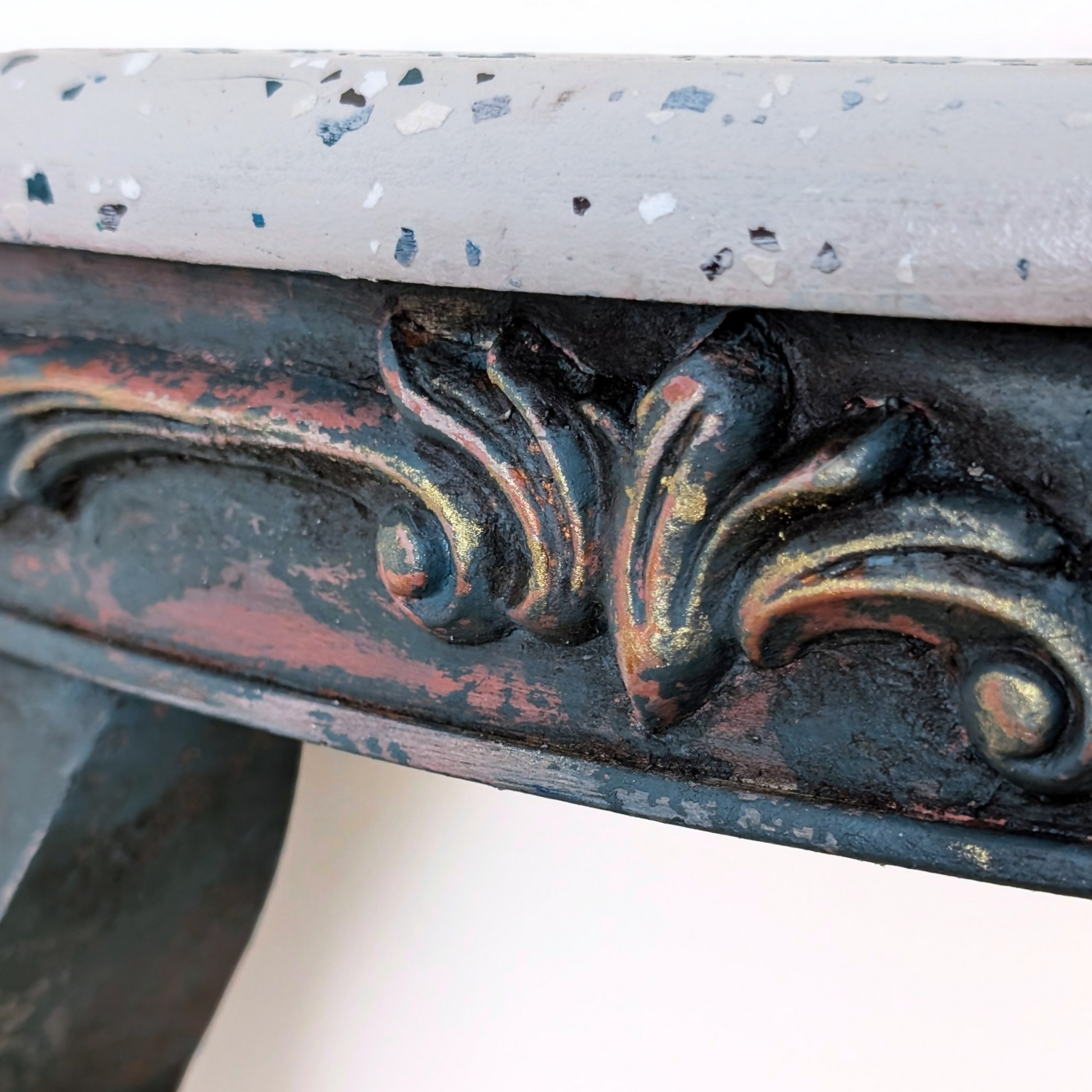 Terrazzo console table - frieze detail left