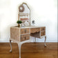 Vintage Taupe Dressing Table with Mirror and Queen Anne legs