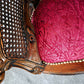 Early 20thC Walnut Framed Bergere Caned Back and Sides Raised on Cabriole Legs