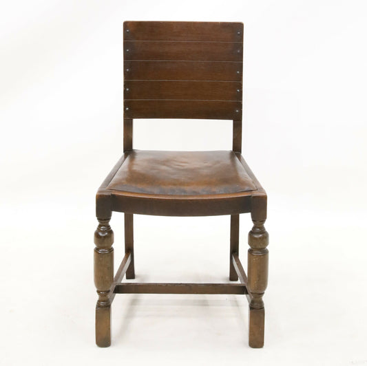 Vintage Oak Hall/Bedroom Chair With Brown Leather Drop In Seat FREE UK Delivery. SBR8480/2410C
