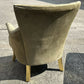 French Louis XVI Style Neoclassical Suede Leather Armchair With Gold Gilt Frame
