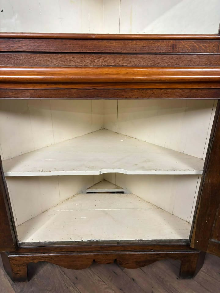 Victorian Mahogany Double Corner Cupboard With Glazed Top
