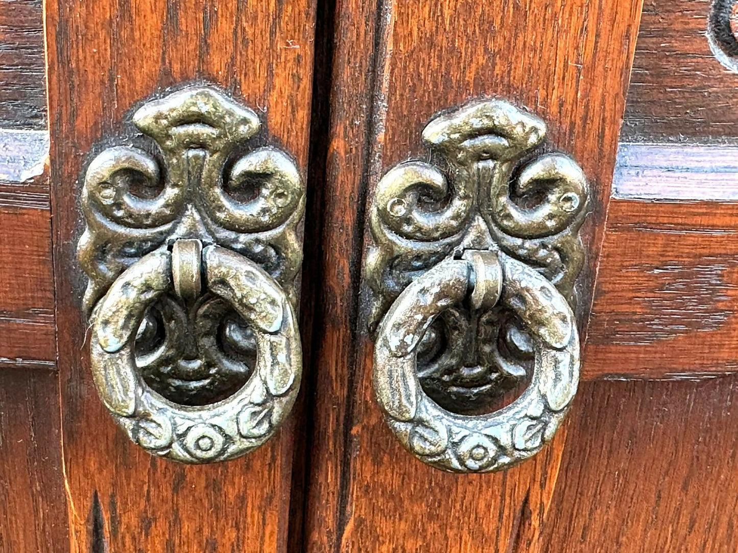 Wood Bros Old Charm Oak Display Cabinet Tudor Brown