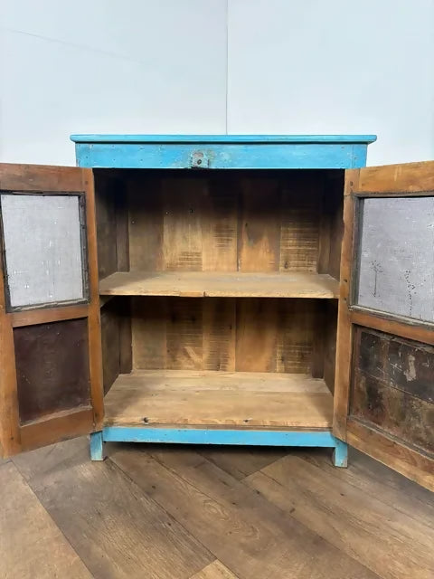 Industrial Style Reclaimed Distressed Blue Indian Cupboard