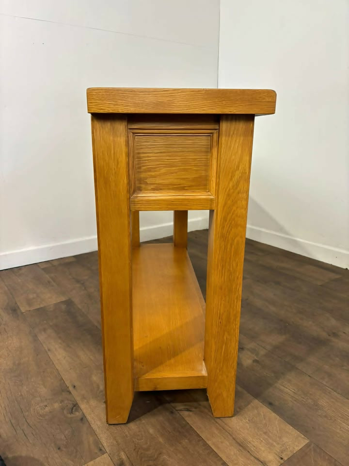 Modern Solid Oak Three Drawer Console Table
