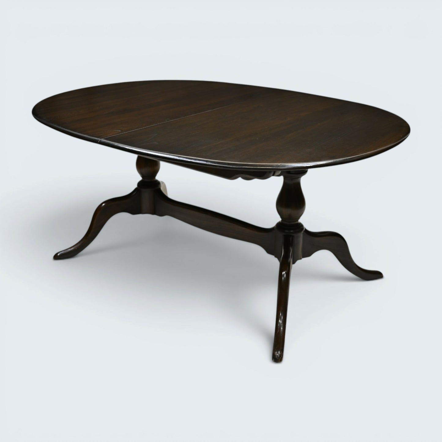Ercol Extending Dining Table Twin Pedestal Dark Finish Seats 8 FREE UK Delivery*