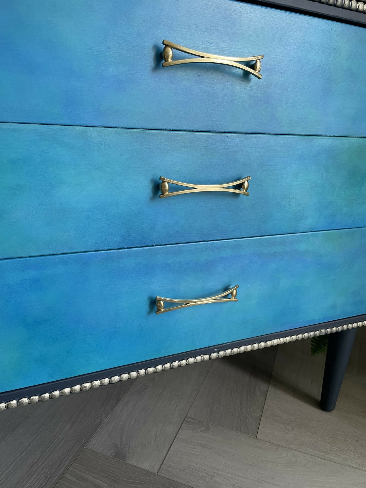 Mid Century Chest of Drawers Hand Painted Blue