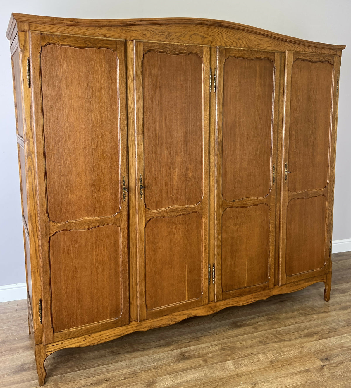 Wardrobe Vintage French Louis XVI Style Oak Four Door Carved Armoire LOT 6532