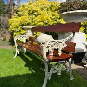 Garden Bench Pebble Grey Adorned with Sapele Planks