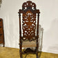 Carolean carved oak high back chair - having a very decoratively carved back, legs5