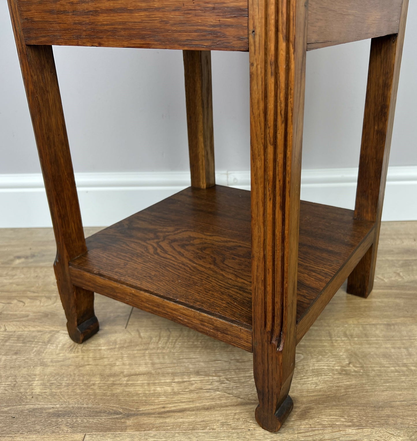 Bedside Table Antique French Style Marble Top Oak Cabinet Nightstand LOT 6244