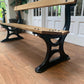 Black Cast Iron Very Heavy Garden Park Bench fully restored Oak Wood