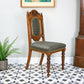 Victorian Side or Hall Chair Carved Back in Solid Oak with Green and Gold Fabric