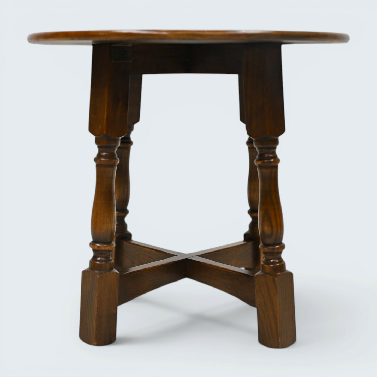 Old Charm Style Round Side Coffee Table Vintage Solid Oak FREE UK Delivery