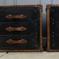 Black Leather & Tan Leather Bedside Drawers