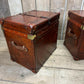 Antique Chestnut Leather Designer Belting Trunks