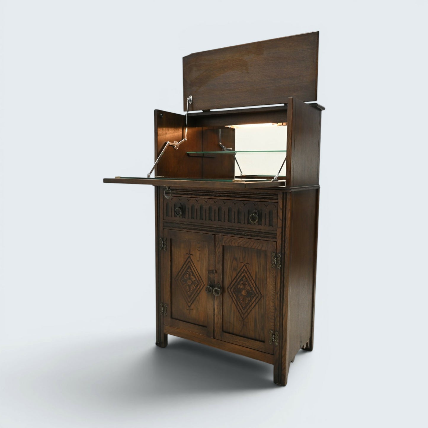 Jaycee Wine/Gin Drinks Cabinet Mirrored Pouring Surface Cupboard FREE Delivery