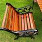 Black Vintage Cast Iron Patio Set adorned with Sapele Wood 3 seater Benches included