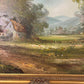 Large Signed Oil on Canvas – Woodland Cottage Landscape in Ornate Gilt Frame