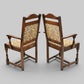 2 Old Charm Dining Chairs Carvers Light Oak Finish Tudor Fabric FREE UK Delivery