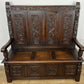 Monks Bench Antique French Style Oak Storage Hall Seat Coffee Bench LOT 6298