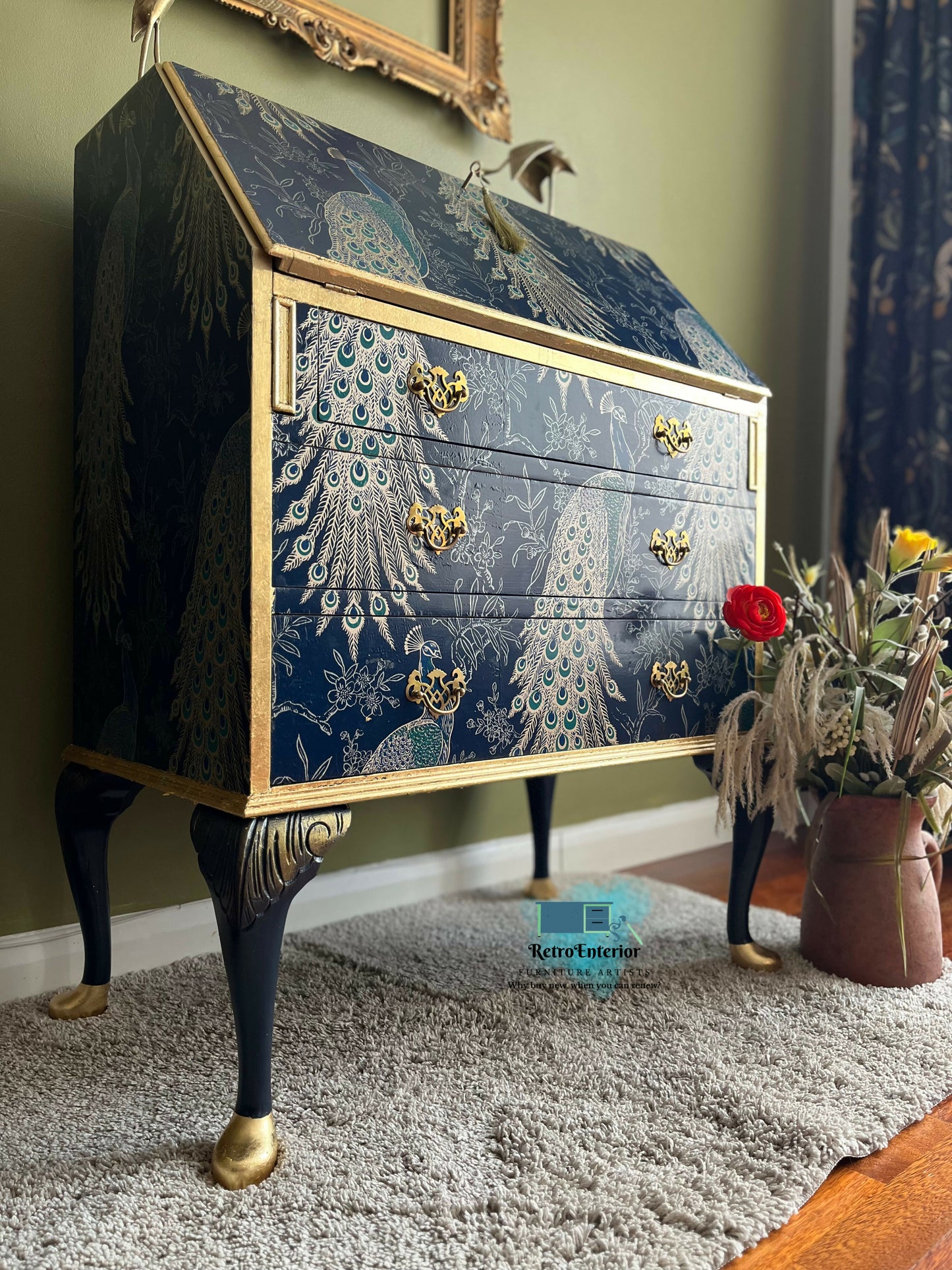 Peacock Blue and gold bureau - on order