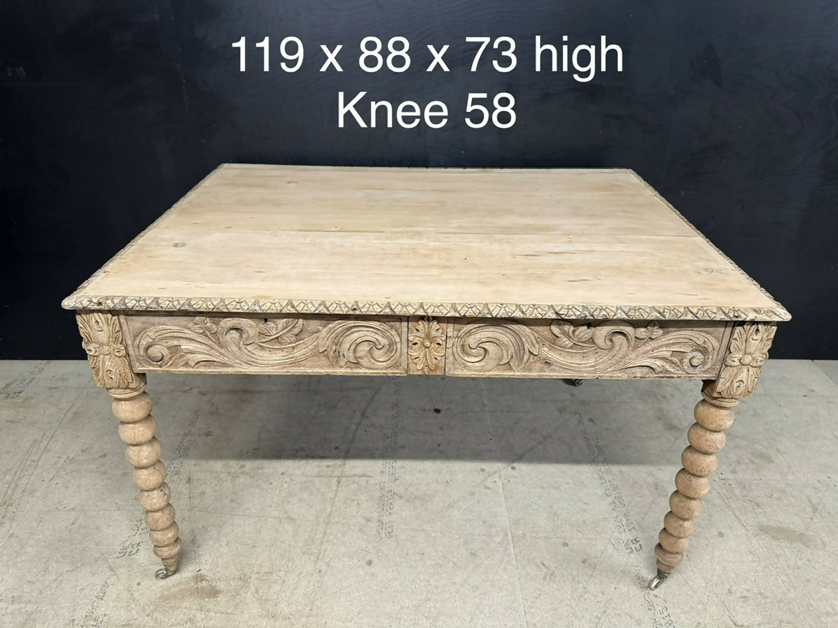 French Carved Oak Writing Table