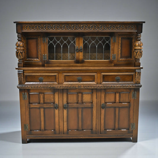 Old Charm Court Cupboard Buffett Sideboard Oak Tudor Style FREE UK Delivery.