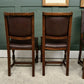4 Oak Dining Chairs -Tudor Cromwellian Style - Burgundy Leatherette