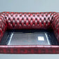 English Leather Chesterfield Sofa Bed / Settee