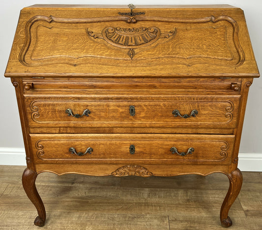 Secretaire Writing Desk Vintage French Louis Oak Rare Bureaux Cabinet LOT 6319