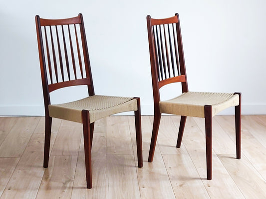 Pair Of Mid Century Danish Teak Dining Chairs By Arne Hovmand