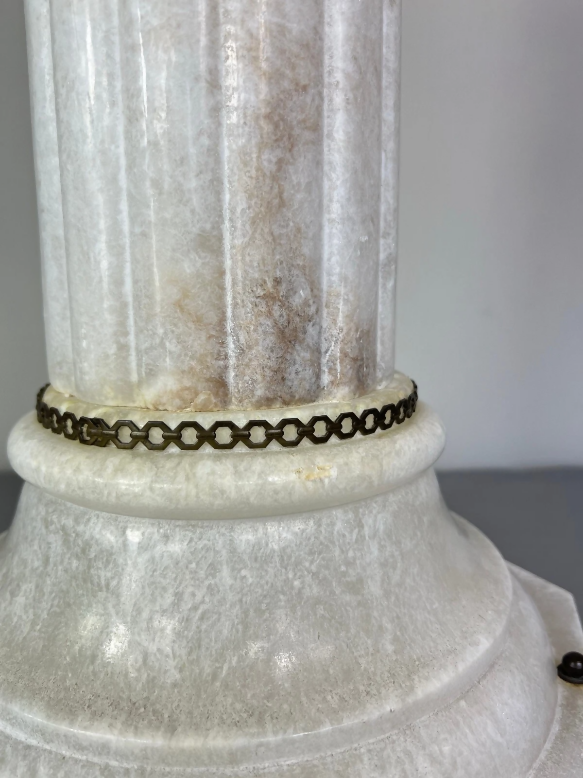 Pedestal Lamp Vintage French Style Alabaster Brass Lighting LOT 5087