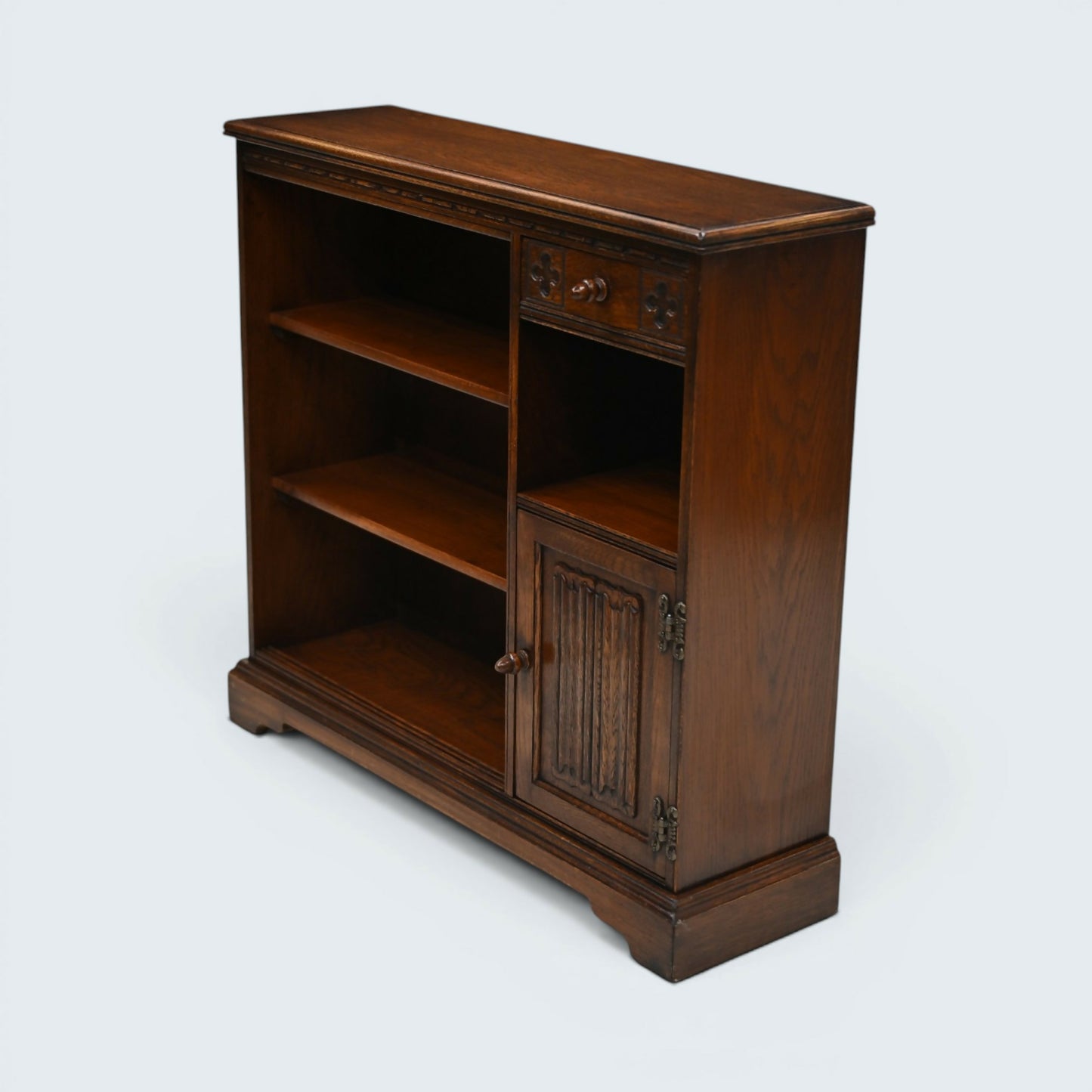 Old Charm Narrow Bookcase Cupboard Drawer Tudor Brown Finish FREE UK Delivery*