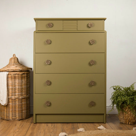 Vintage Upcycled Stag A Range Tallboy Chest of Drawers